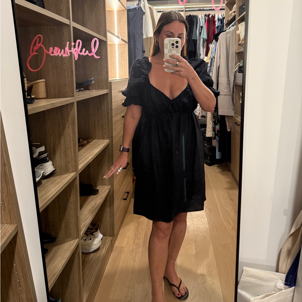 Reformation Black Linen Mini Dress